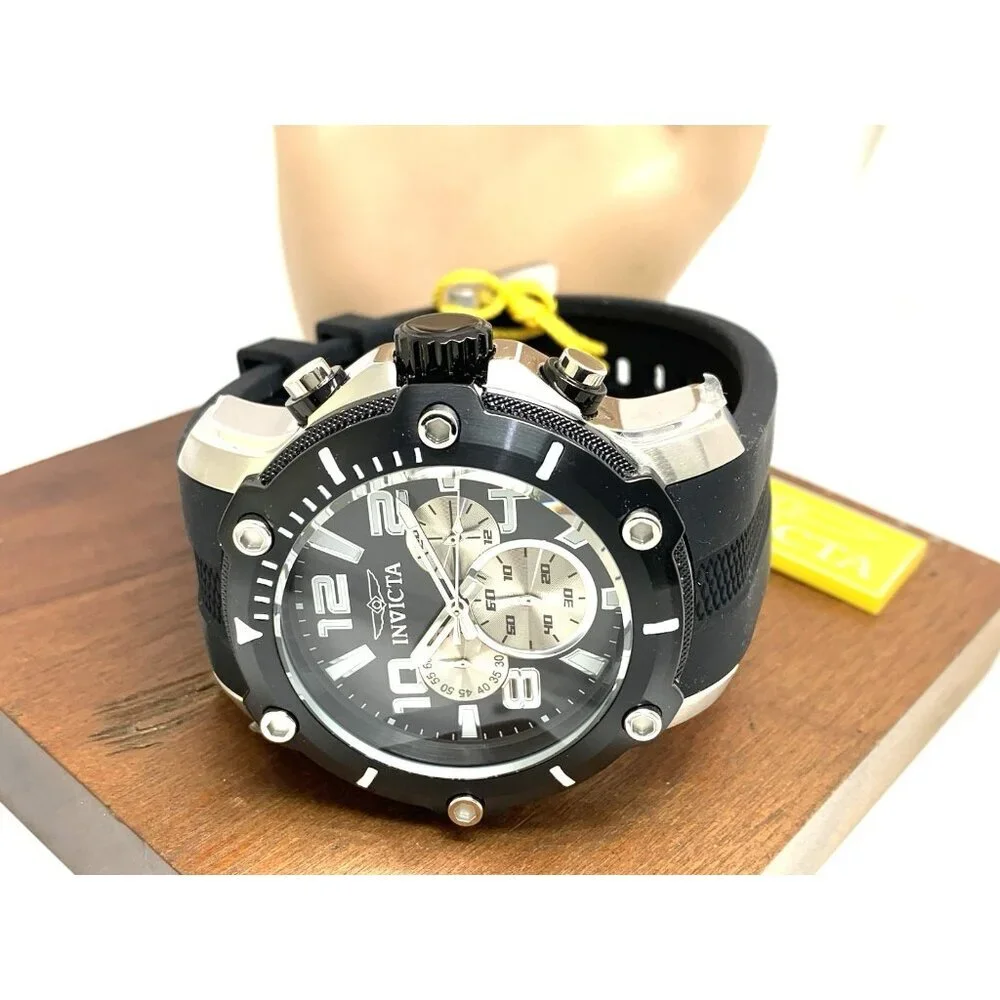 Invicta Men's Watch 45739 Pro Diver Quartz Chronograph Black Dial Rubber Strap